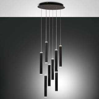 LED hængelampe Prado, sort, 8 lyskilder, Ø 40 cm, dæmpbar
