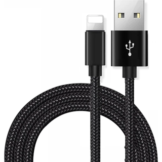 Flettet datakabel til iPhone 2 m - Sort