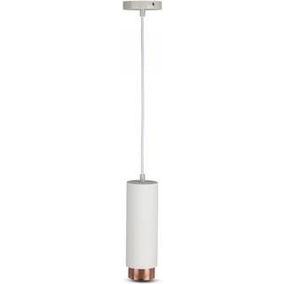 V-Tac moderne pendellampe - Hvid med rose guld, Ø8 cm, GU10
