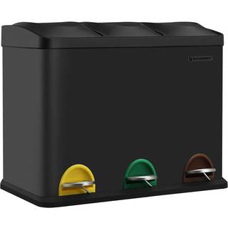 Tredobbelt Køkkenspand, Genbrugsspand, Pedal, Metal Affaldsspand, 45 L, 3 X 15 L, Stål, Sort
