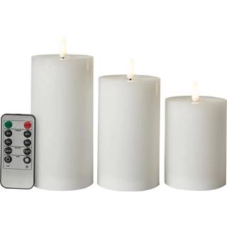 Dacore LED Bloklys Ø7,5 cm. - 3 stk + Fjernbetjening Hvid