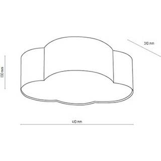 Loftlampe Cloud i tekstil, længde 41 cm, grå