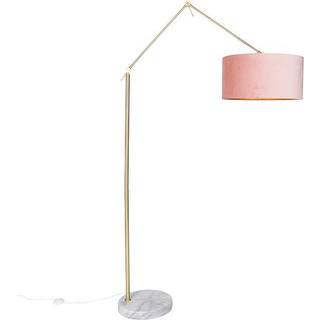 Moderne gulvlampe guld fløjlsskærm lyserød 50 cm - Editor
