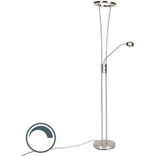 Moderne gulvlampe stål og glas inkl. LED med læsearmen - Divine