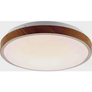 Lindby LED-loftlampe Mendosa, rund, lyst træ, Ø 29cm