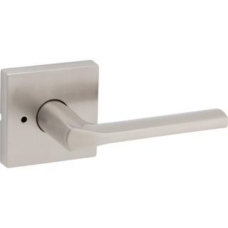 Kwikset Lissabon Interior Privacy Door Handle med l?sed?rh?ndtag til badev?relse og sovev?relse satin nikkel reversibel n?glefri push -knappel?s
