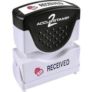 ASCUSTAMP-ACCU-STAMP2-meddelelsesstempel med lukker 2-farve modtaget 1-5/8 """" X 1/2 """" IMPRESSER PRE-INK BL? OG R?DT INK (035537)