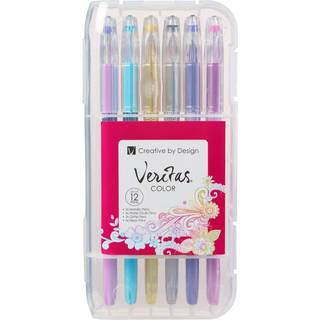 Christian Art Gaver Veritas Gel Pen Set 12 Pack Assortered Color Variety - 2 Metallic 2 Glitter 4 Water Chalk 4 Neon - Ikke -toksisk blyfrie diam