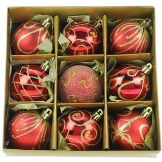 60 mm røde julekugler | 9 assorterede farver | knusikkert juletræspynt