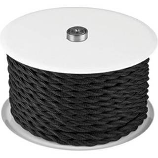 Halo Design kabelrulle med snoet tekstil ledning, sort - 25 meter