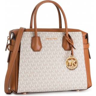 MK Mercer Medium Signature Logo and Leather Belted Satchel - Natural - Michael Kors - ONE SIZE