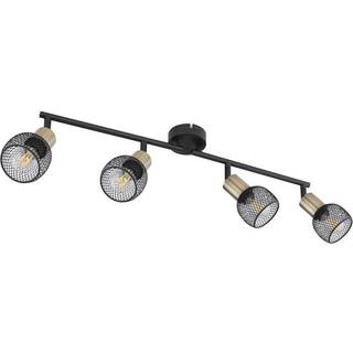 Fiastra loftlampe, sort/antik messing, 4 lyskilder