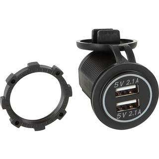 USB ladeadapter 12/24v m/blåt lys