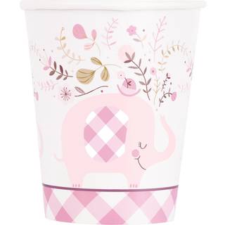 Baby shower papkrus 8 stk. - Pink Floral Elephant
