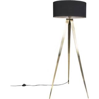 Moderne gulvlampe messing med sort skærm - Ilse