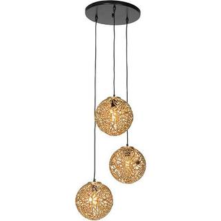 Art Deco Hængelampe Guld Rund 3-lys - Maro