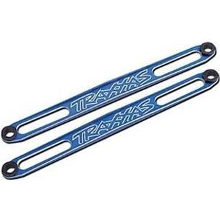 Traxxas 3923X Hold downs, battery (blue-anodized) (2)/ adhesive foam batte