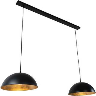 Industriel pendellampe sort med guld 2-lys - Magnax