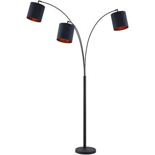 Lindby gulvlampe Nanika, sort/guld, 202 cm, E27, 3 lyskilder.