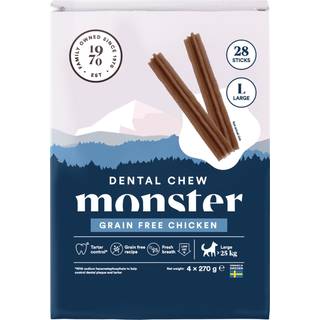 Monster Dog Dental Chew Grain Free Chicken Large - 28-pakke