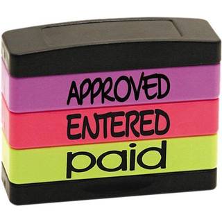 Stakstempel 8802 Stakstempel godkendt Indtastet betalt 1 13/16 x 5/8 Assorteret fluorescerende bl?k