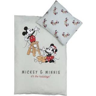 Jule sengetøj til baby 70x100 cm - 100% blødt bomuld - Mickey og Minnie - Julemotiv i mintgrøn