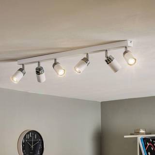 Loftspot Reno, 6 lyskilder, hvid/krom