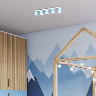 Loftlampe Cloudy bjælke med 5 lyskilder, blå
