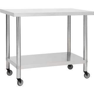 arbejdsbord med hjul til køkken 100x45x85 cm rustfrit stål