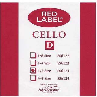 Superfølsom rødt etiket cello d streng 1/2 medium