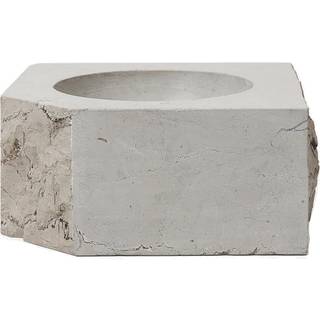 Louise Roe Gallery Object Low Square Lysestage 8 Cm - Lysestager Marmor Grå Marmor - 10230-7-23