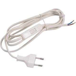 Ledning 2,0 m. m/afbryder og stikprop - Hvid