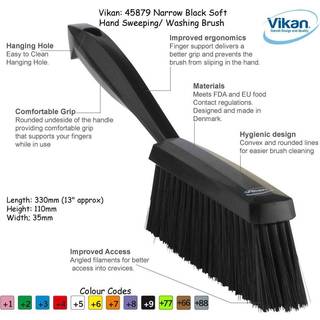 Vikan 45879 Bench Reng?ringsb?rste Polypropylen/polyester Soft Bristle Dustpan Brush & Sweper med h?ndtag 14-tommer sort