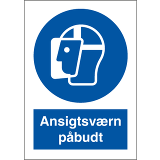 Ansigtsværn påbudt - Selvklæbende vinyl - 148 x 105 mm