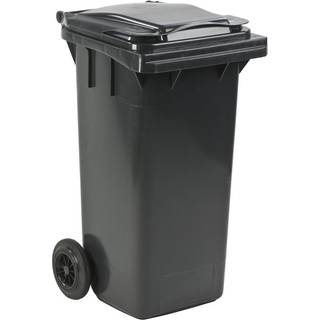 Affaldscontainer 120 l med låg og hjul Grå UV-resistent plast
