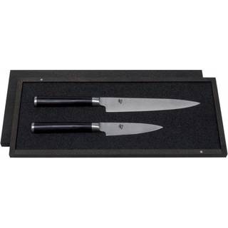 KAI Shun Classic 2-teiliges Set mit Office- & Allzweckmesser - Damaststahl - Griff Pakkaholz - Schwarz,Silber