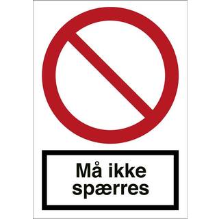 Må ikke spærres - Plast - 148 x 105 mm