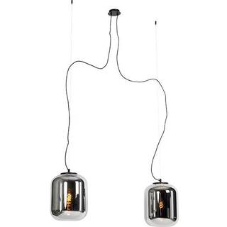Design hængende lampe sort med røgglas 2-lys - Bliss
