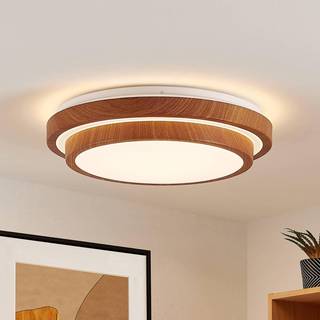 Lindby LED-loftlampe Vaako, Ø 41 cm, metal, trælook