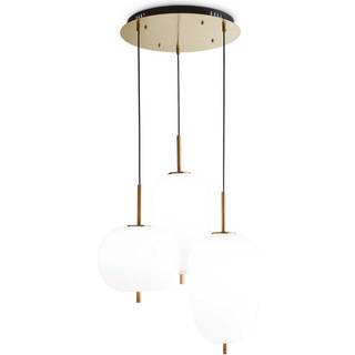 Ideal Lux Umile LED-hængelampe, 3 lk, messing/hvid