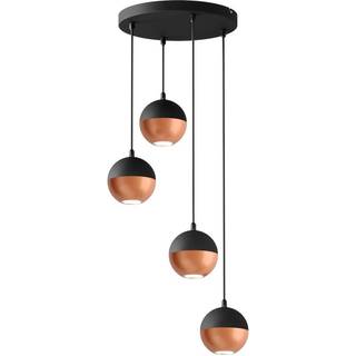Midnight pendellampe i sort/kobber, 4 lk, rund