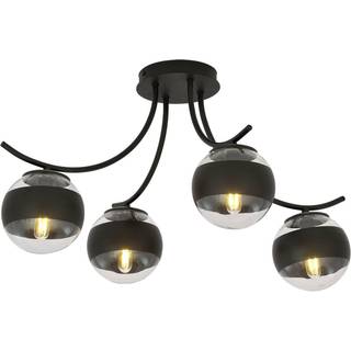 Loftlampe Boston, sort/klar, 4 lyskilder