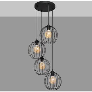 Pendellampe Cumera i sort, 4 lyskilder, rund
