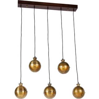 Industriel pendellampe bronze med træ 5-lys - Haicha