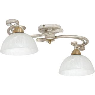 Flora loftlampe, to glasskærme, hvid/messing