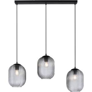 Paul Neuhaus Shitake hængelampe, røggrå, glas, 86 cm, E27