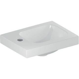 Geberit iCon Light håndvask: Hvid, B=38cm, H=13cm, T=28cm, Hanehul=Til venstre, Overløb=Uden, Opbevaringsflade=Til venstre