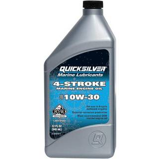 Mineralolie til 4-takt inden- &amp; påhængsmotorer Quicksilver 4-Stroke Marine Engine Oil 10W-30, til benzin- &amp; dieselmotorer, NMMA FC-W, 4 liter