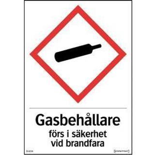 Skilt, Gasbeholdere til lager Hårdplast, 148x210 mm