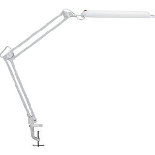 LED-bordlampe MAULatlantic, hvid, højde 38 cm, klemmefod